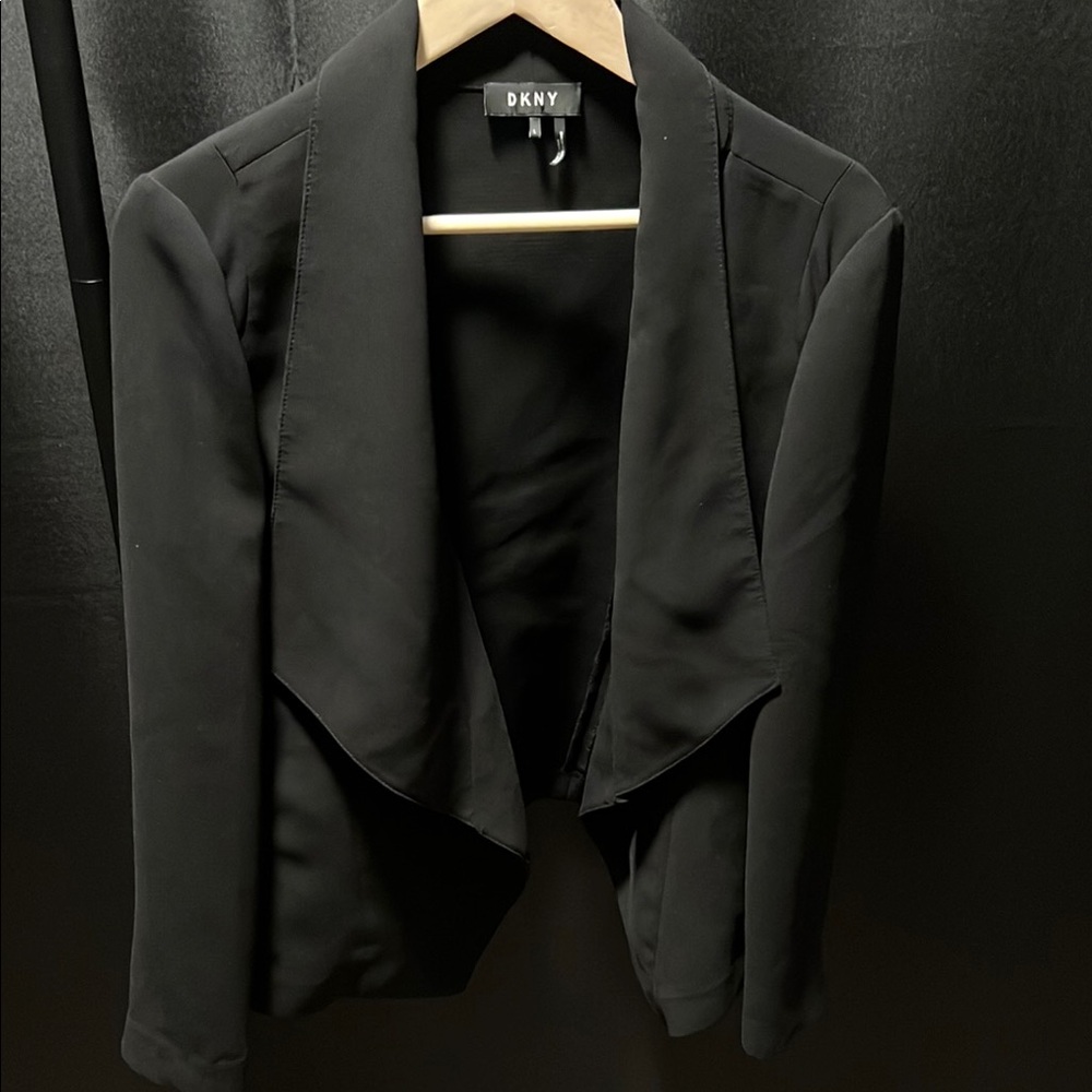 DKNY Black Blazer Elegant Waterfall Design